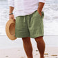 HERREN-STRANDSHORTS AUS BAUMWOLLLEINEN MIT KORDELZUG